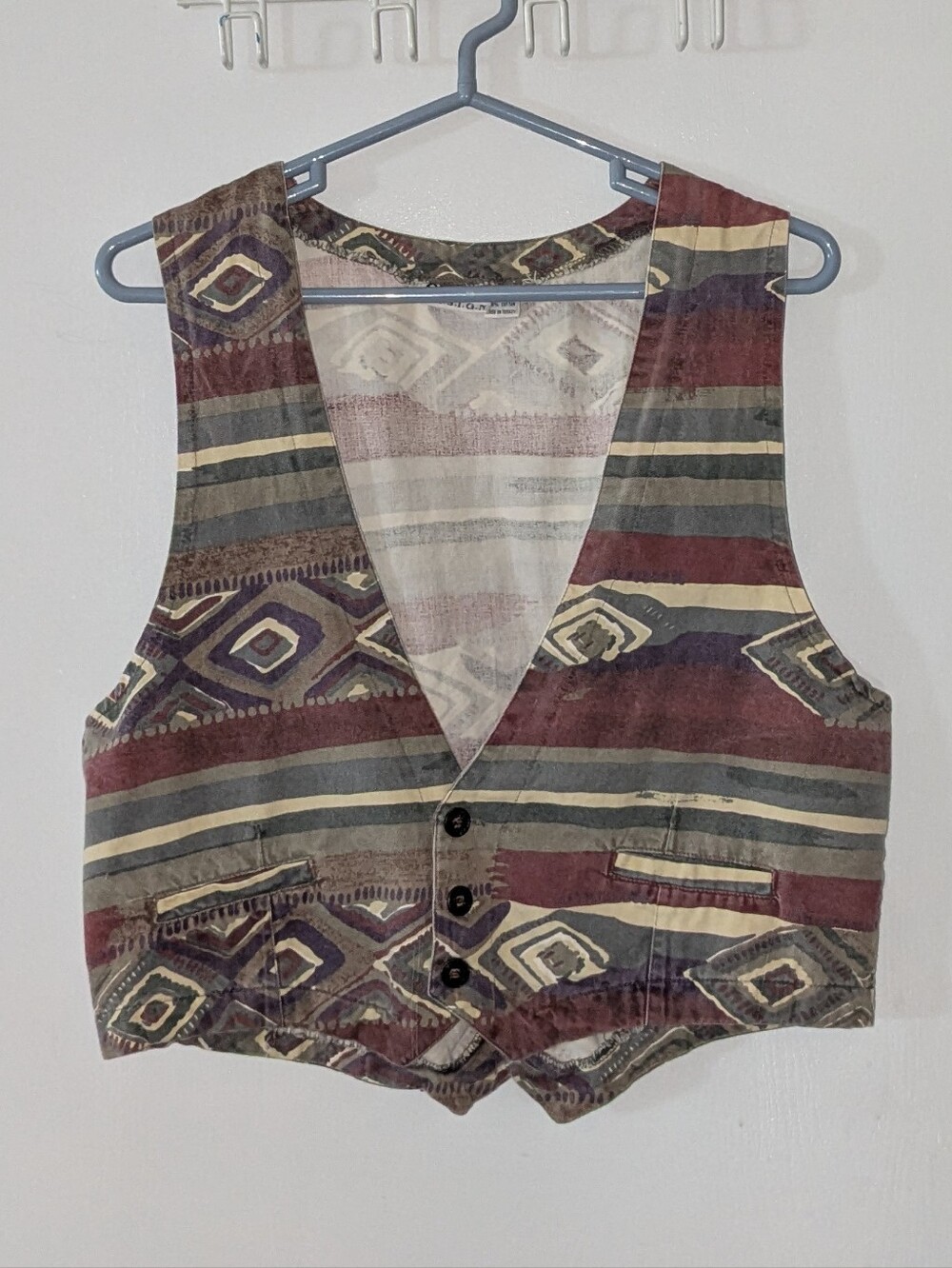 VTG Chico's 100% Cotton Southwestern Aztec Woven Tapestry Vest Size 1